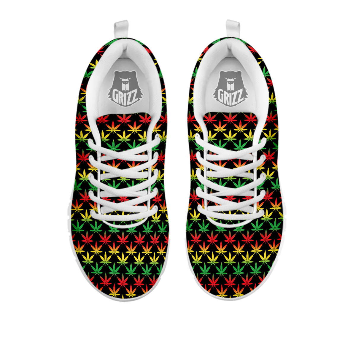Rasta Cannabis Print Pattern White Sneaker-grizzshop