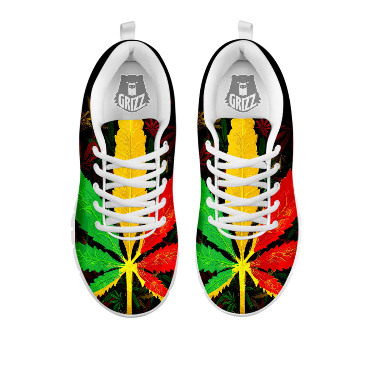 Rasta Cannabis Print White Sneaker-grizzshop