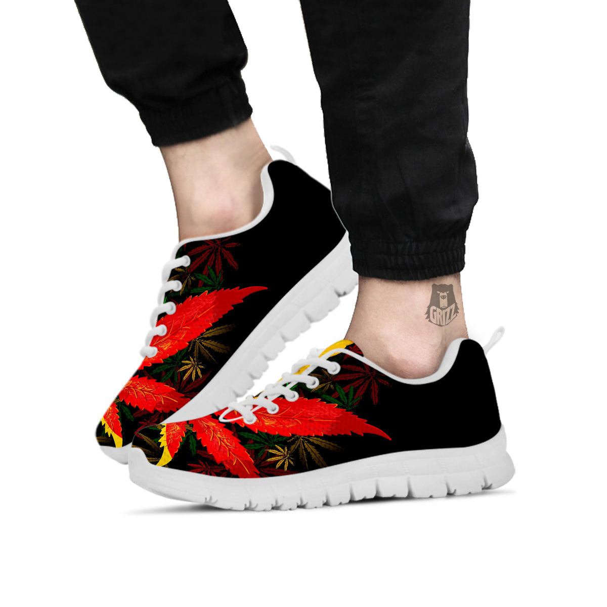 Rasta Cannabis Print White Sneaker-grizzshop