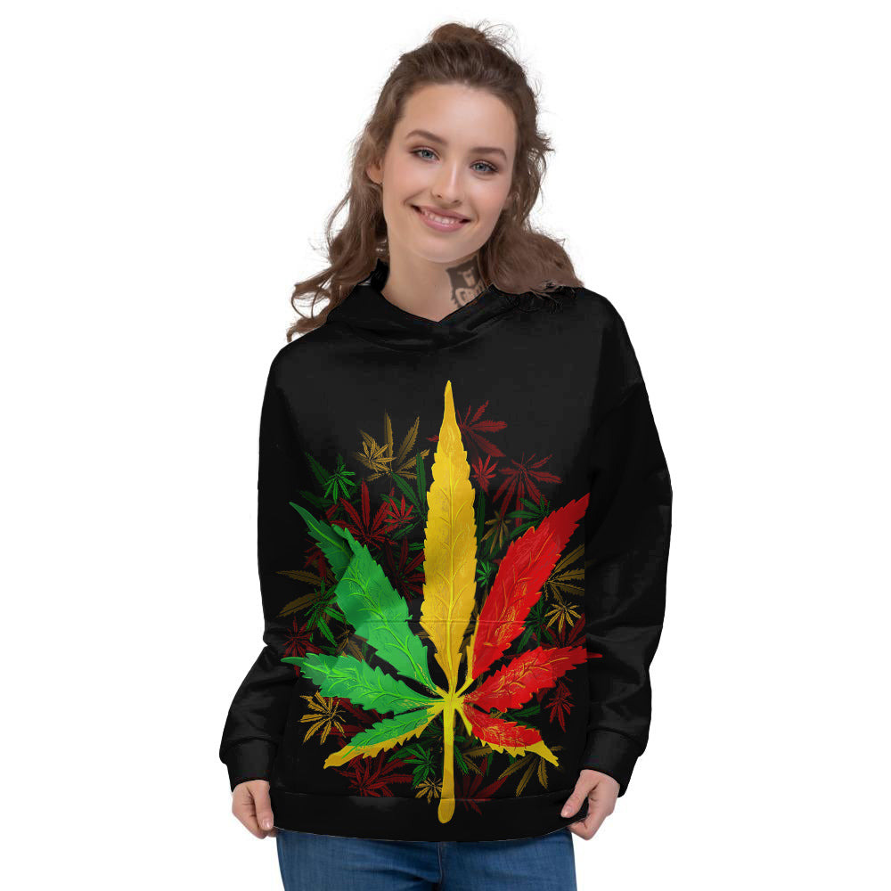 Rasta Cannabis Print Women's Hoodie-grizzshop