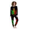 Rasta Cannabis Print Women's Pajamas-grizzshop