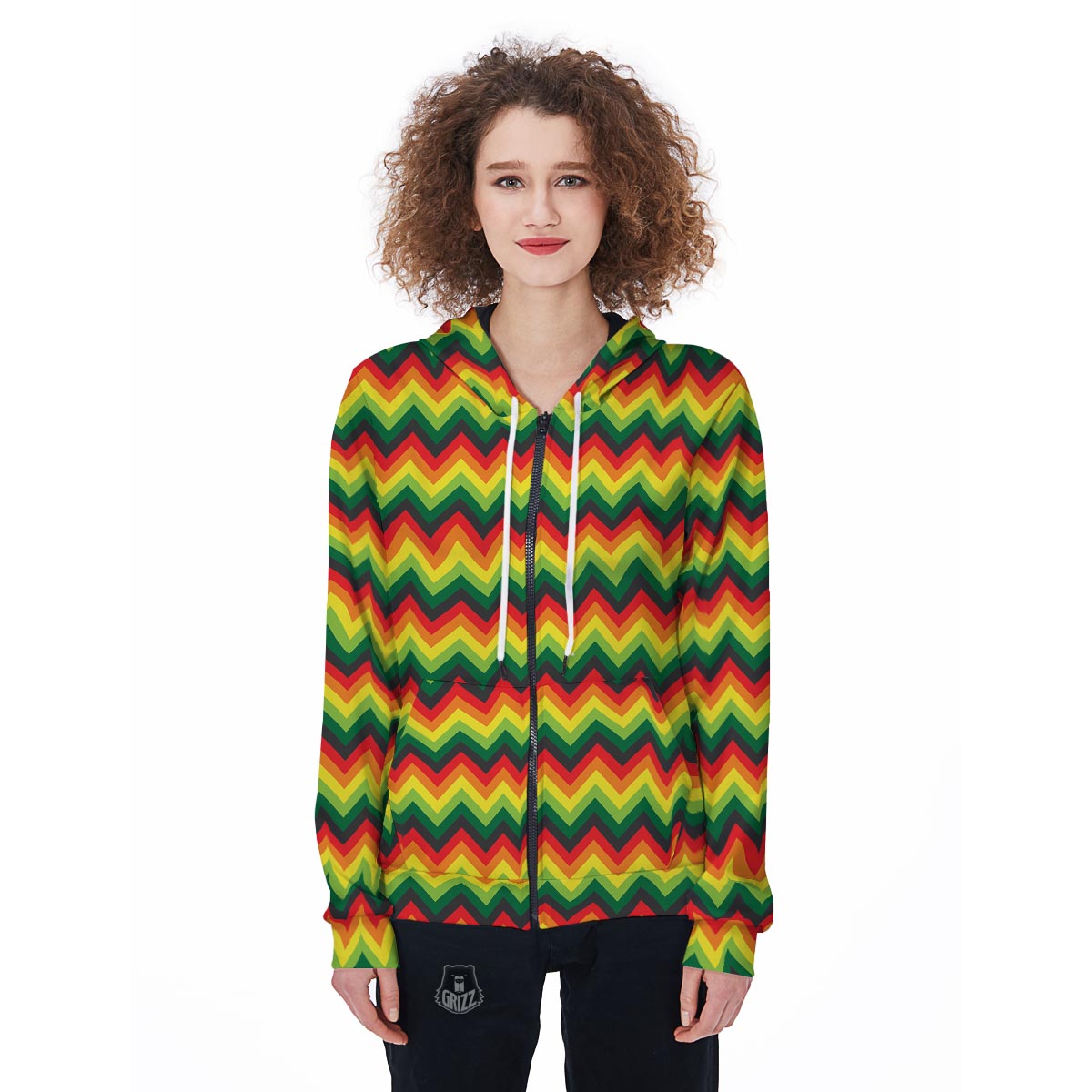 Rasta Jamaica Reggae Women's Zip Up Hoodie-grizzshop