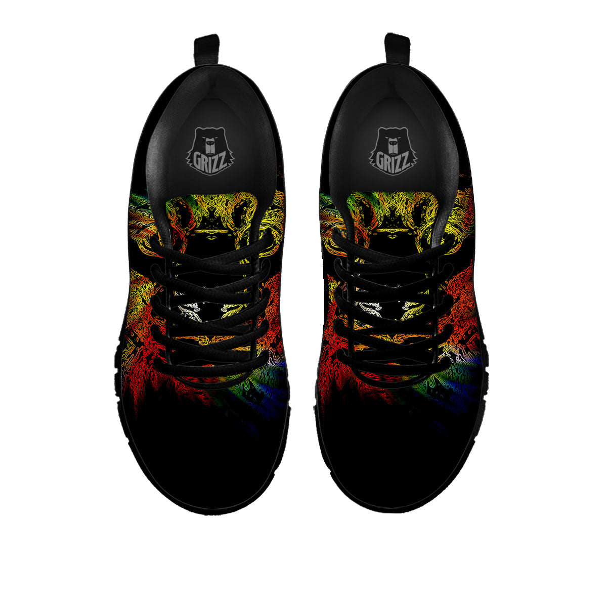 Rasta Lion Grunge Print Black Sneaker-grizzshop