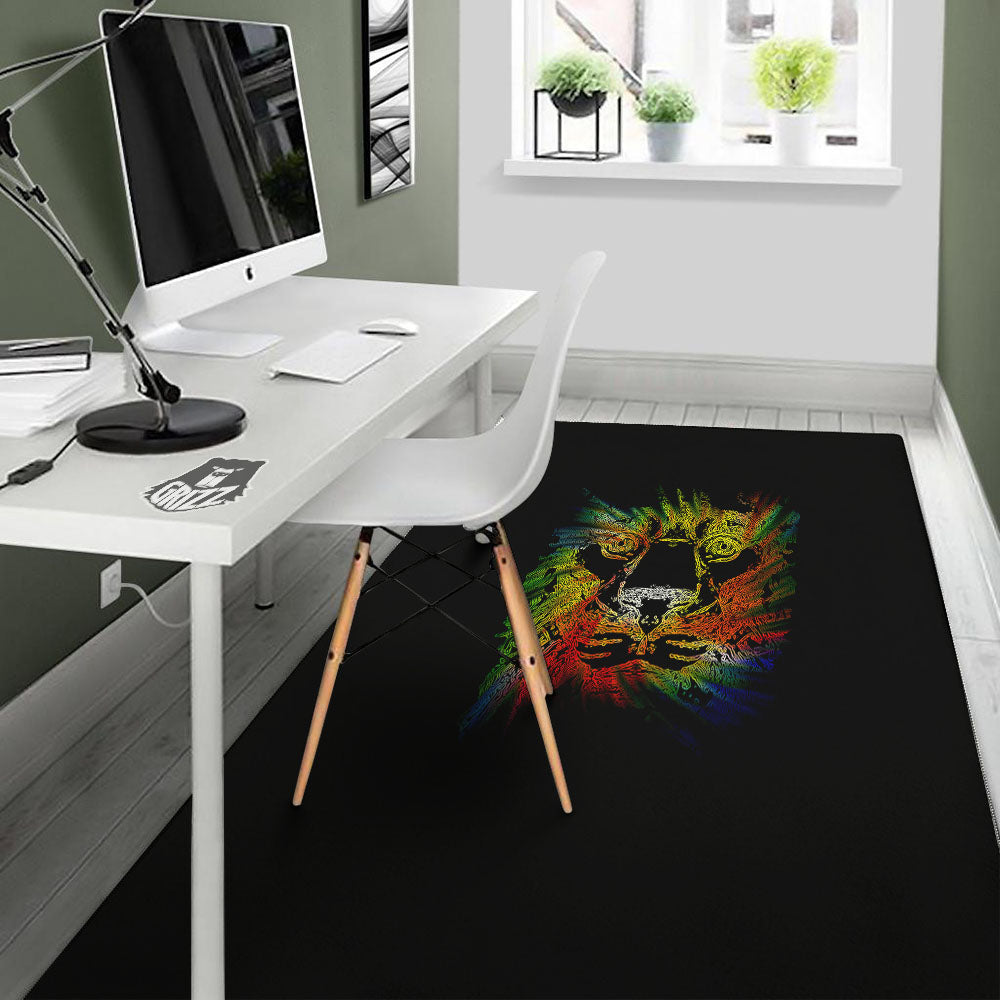 Rasta Lion Grunge Print Floor Mat-grizzshop