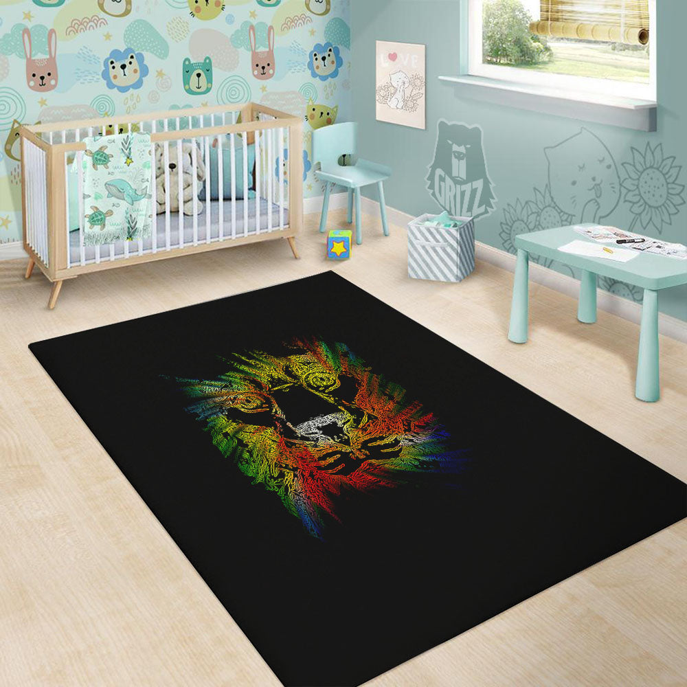 Rasta Lion Grunge Print Floor Mat-grizzshop