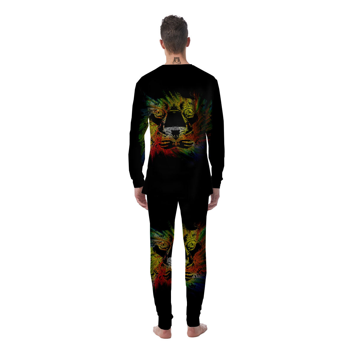 Rasta Lion Grunge Print Men's Pajamas-grizzshop