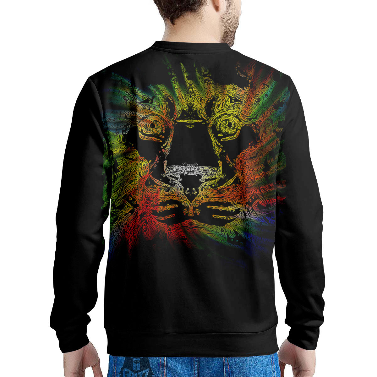 Rasta Lion Grunge Print Men's Sweatshirt-grizzshop