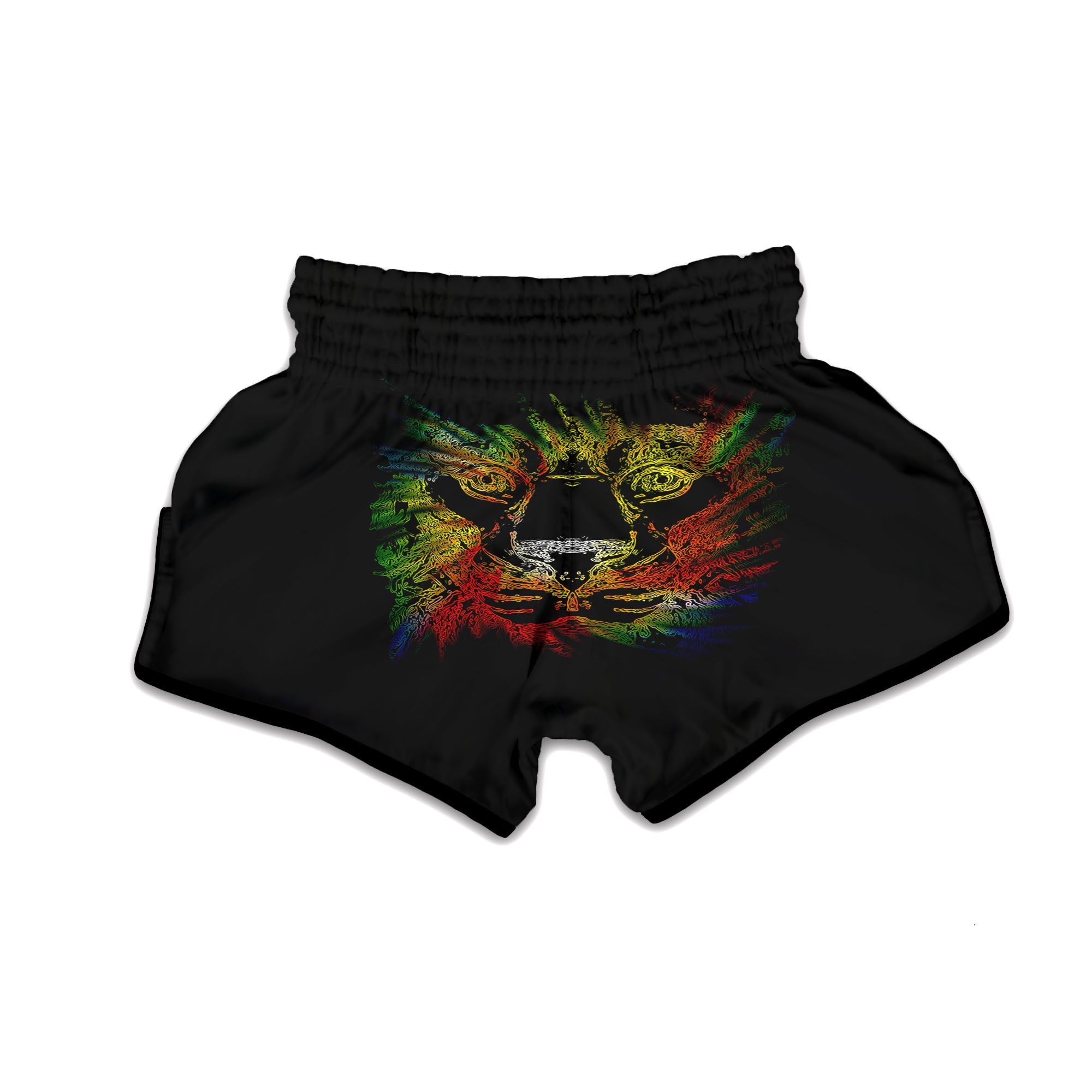 Rasta Lion Grunge Print Muay Thai Boxing Shorts-grizzshop