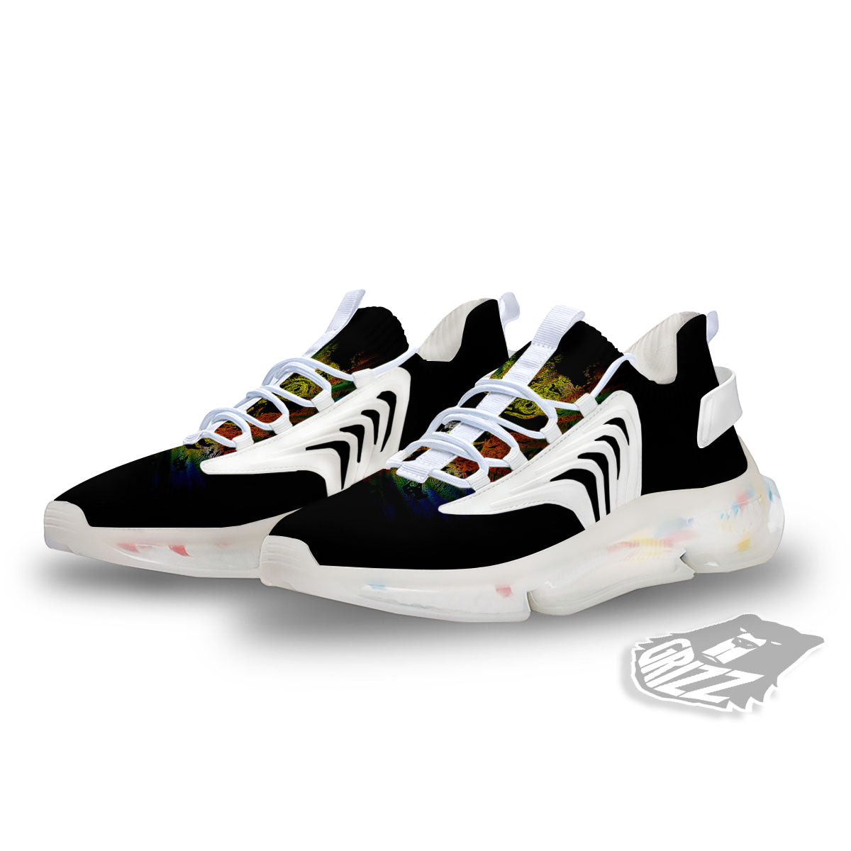 Rasta Lion Grunge Print White Gym Shoes-grizzshop
