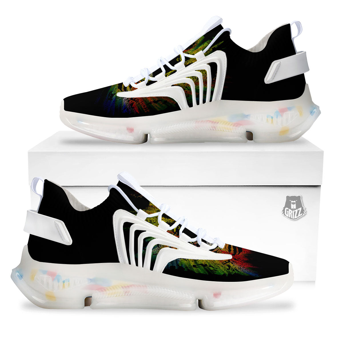 Rasta Lion Grunge Print White Gym Shoes-grizzshop