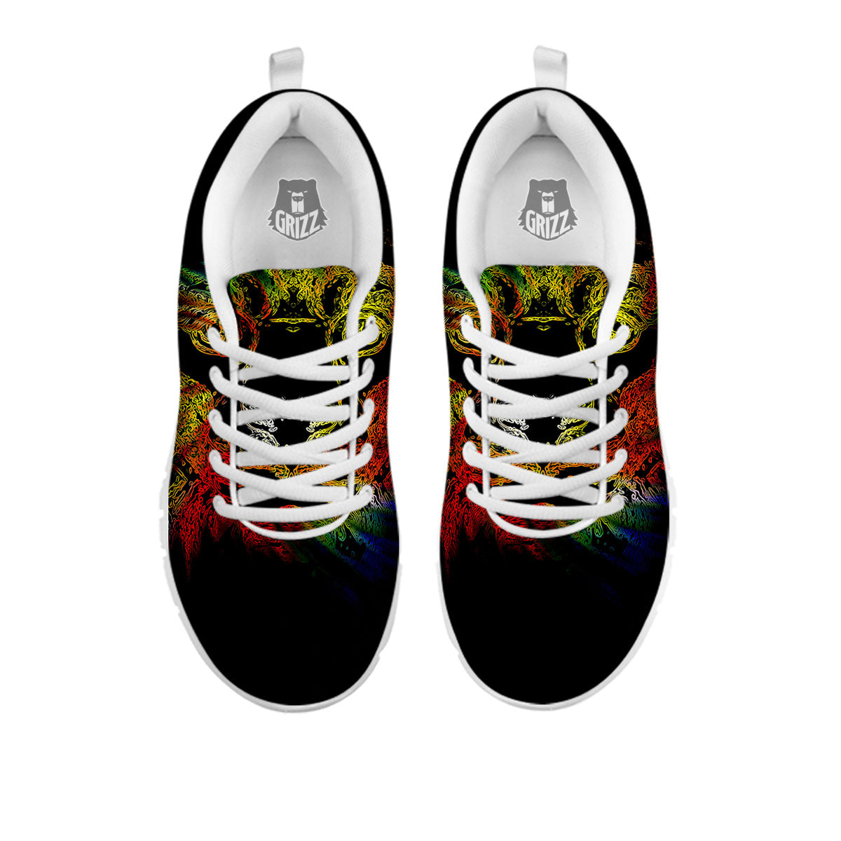 Rasta Lion Grunge Print White Sneaker-grizzshop