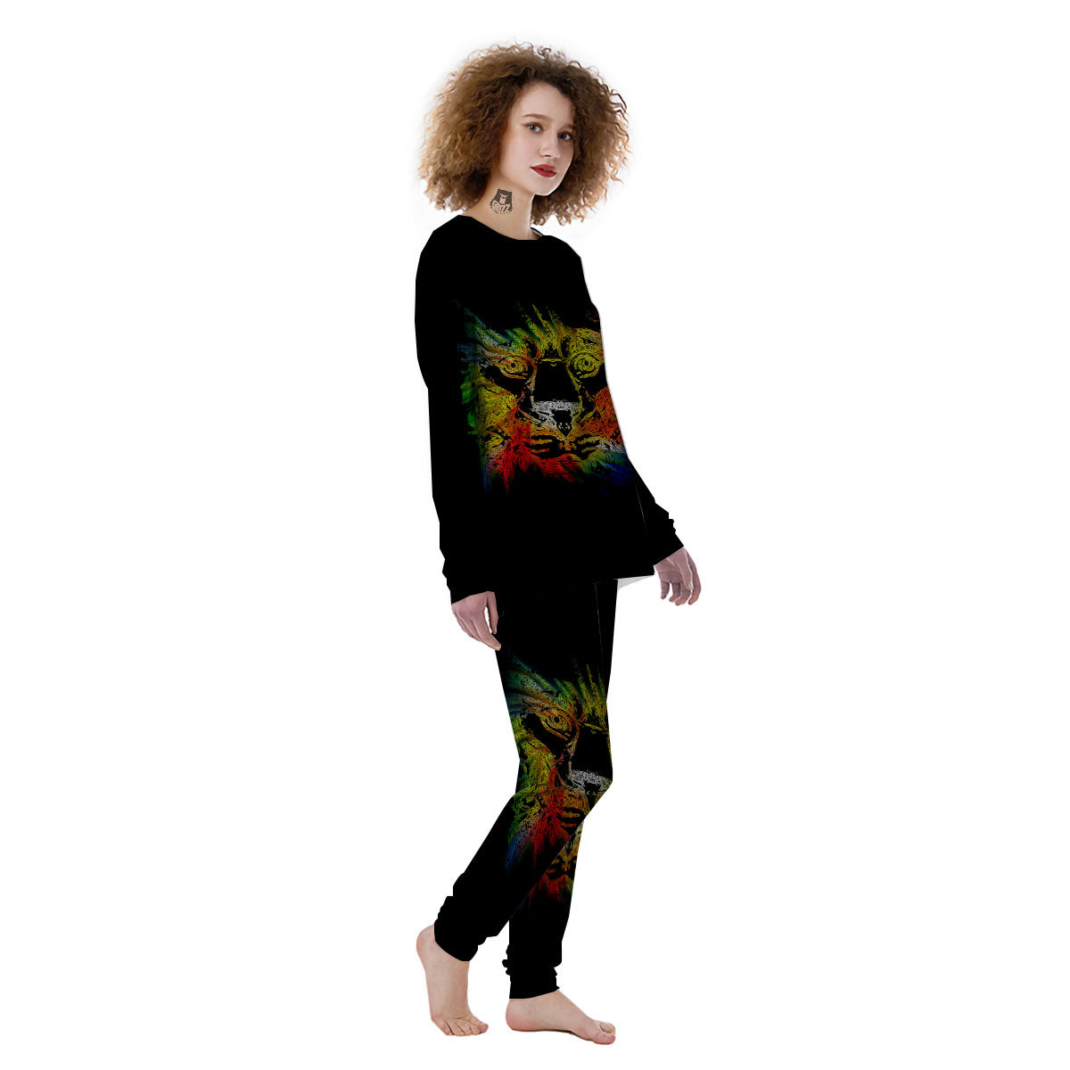 Rasta Lion Grunge Print Women's Pajamas-grizzshop