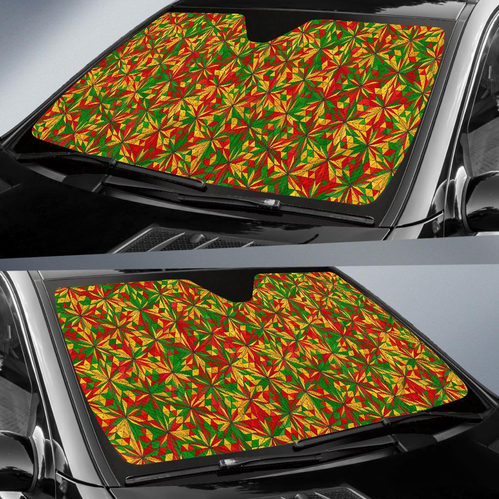 Rasta Reggae Pattern Print Car Sun Shade-grizzshop