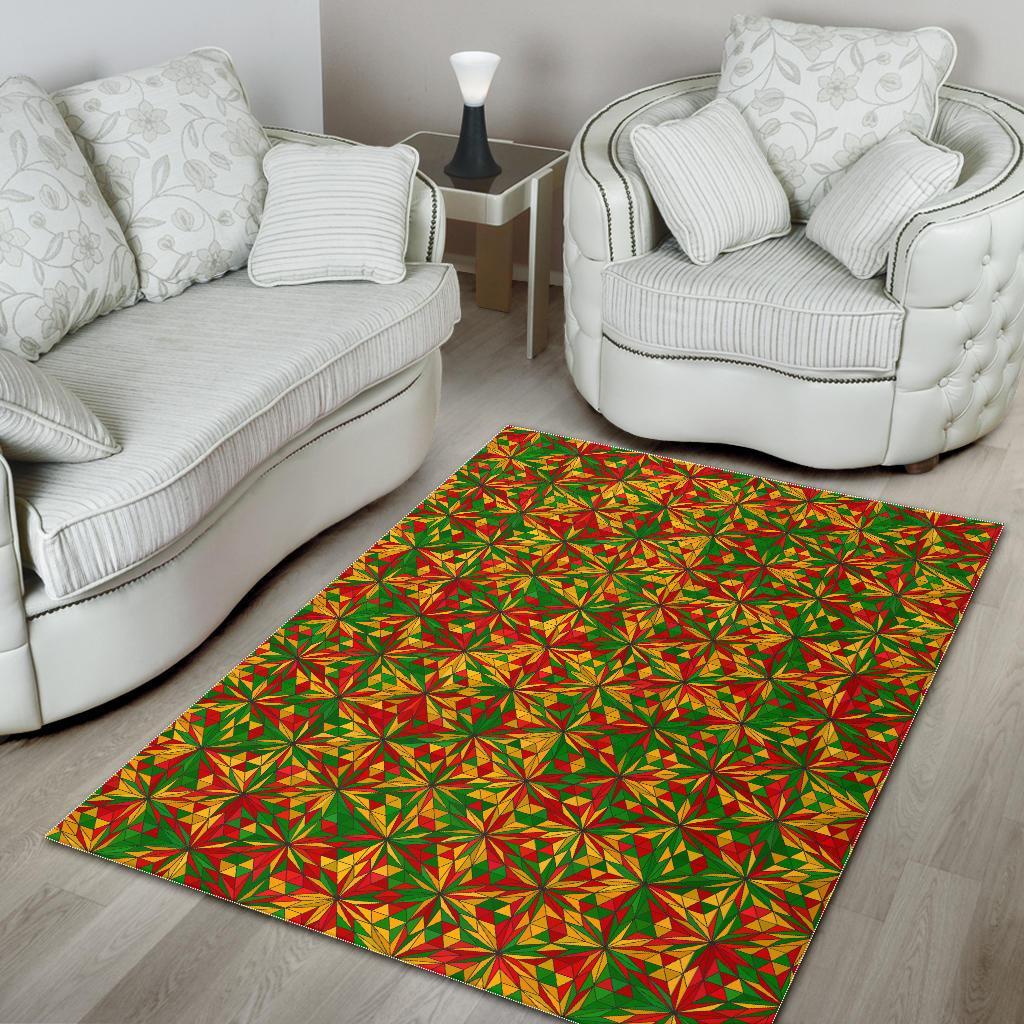 Rasta Reggae Pattern Print Floor Mat-grizzshop