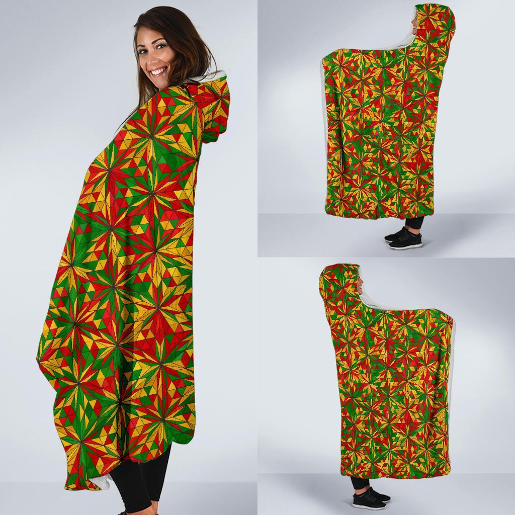 Rasta Reggae Pattern Print Hooded Blanket-grizzshop