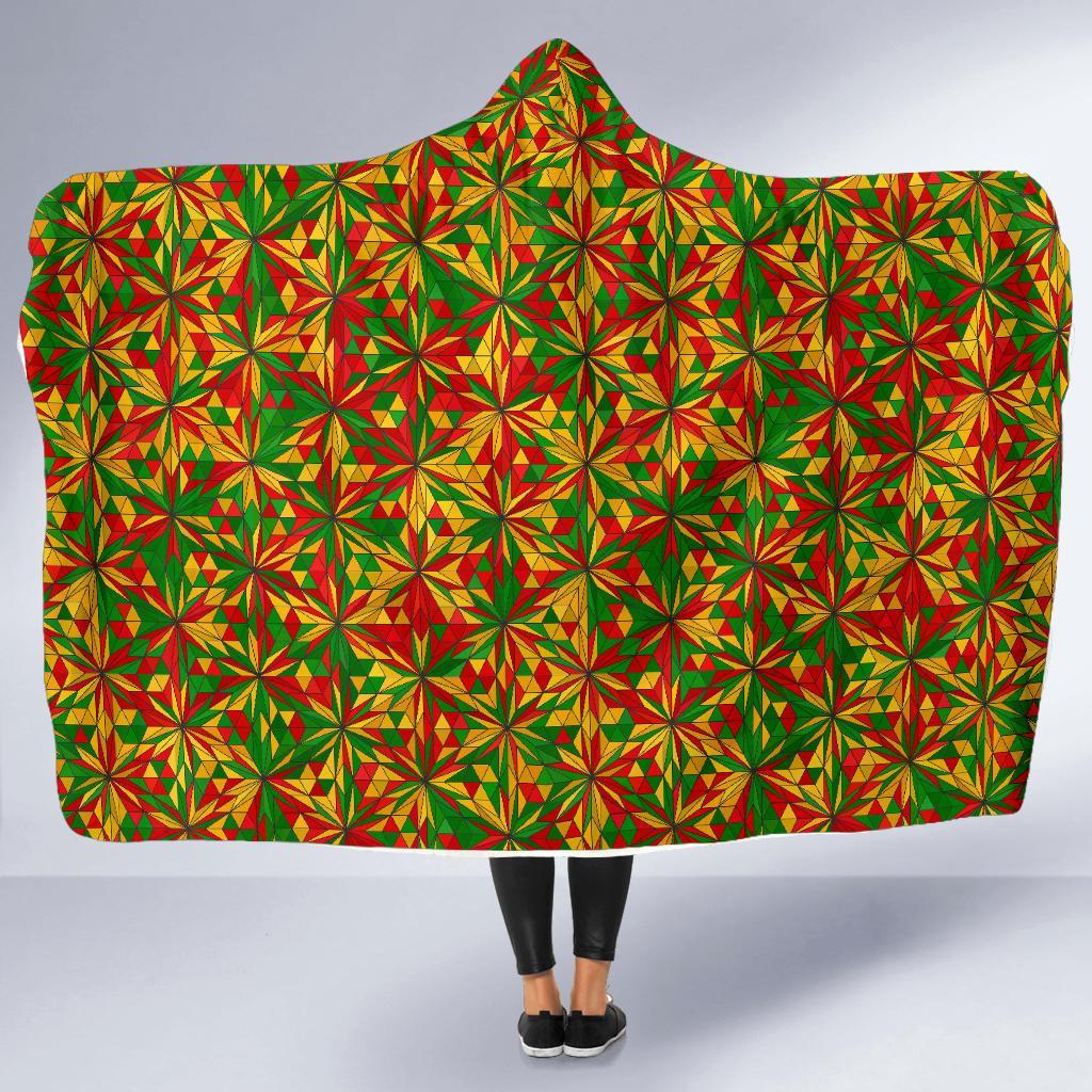 Rasta Reggae Pattern Print Hooded Blanket-grizzshop