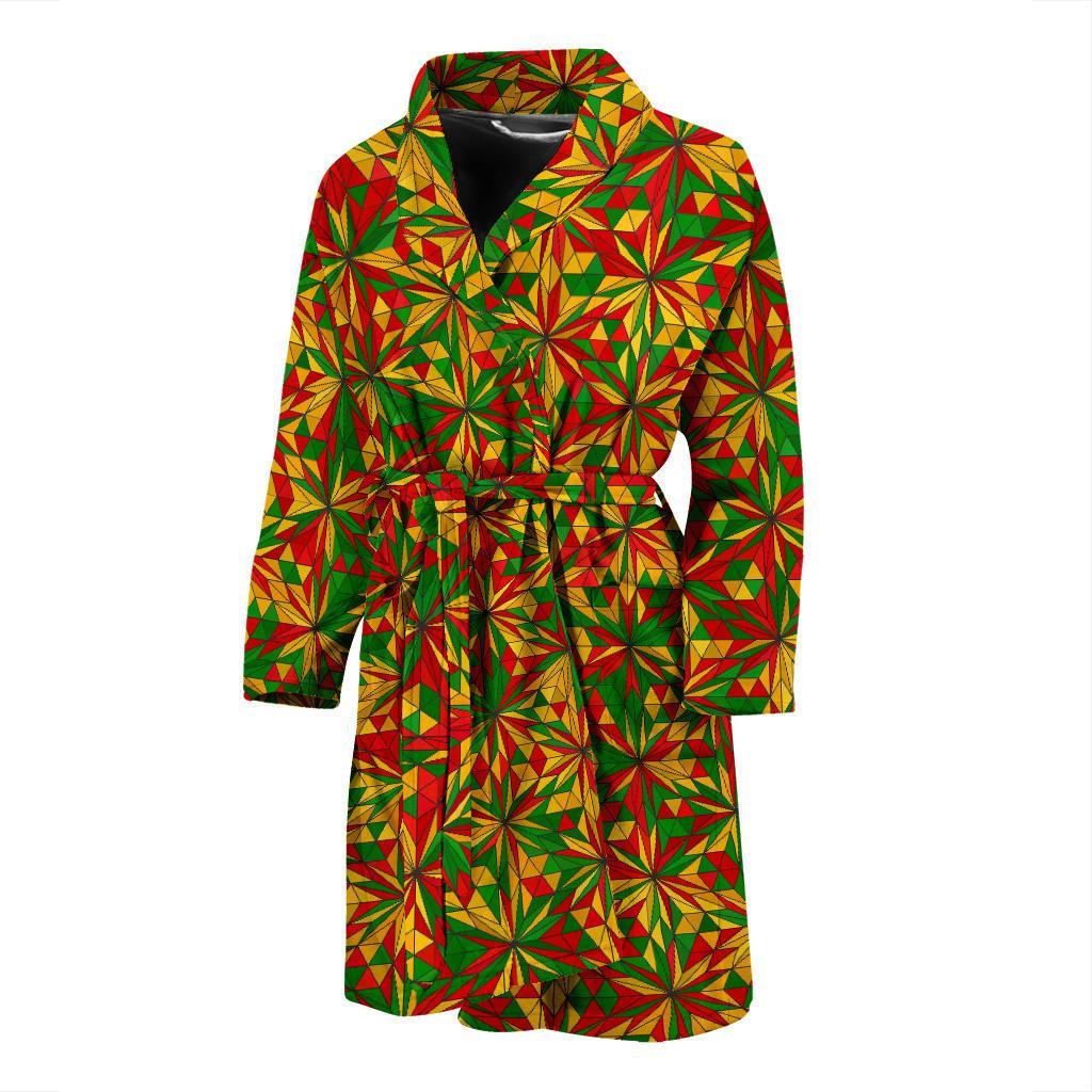 Rasta Reggae Pattern Print Men Long Robe-grizzshop