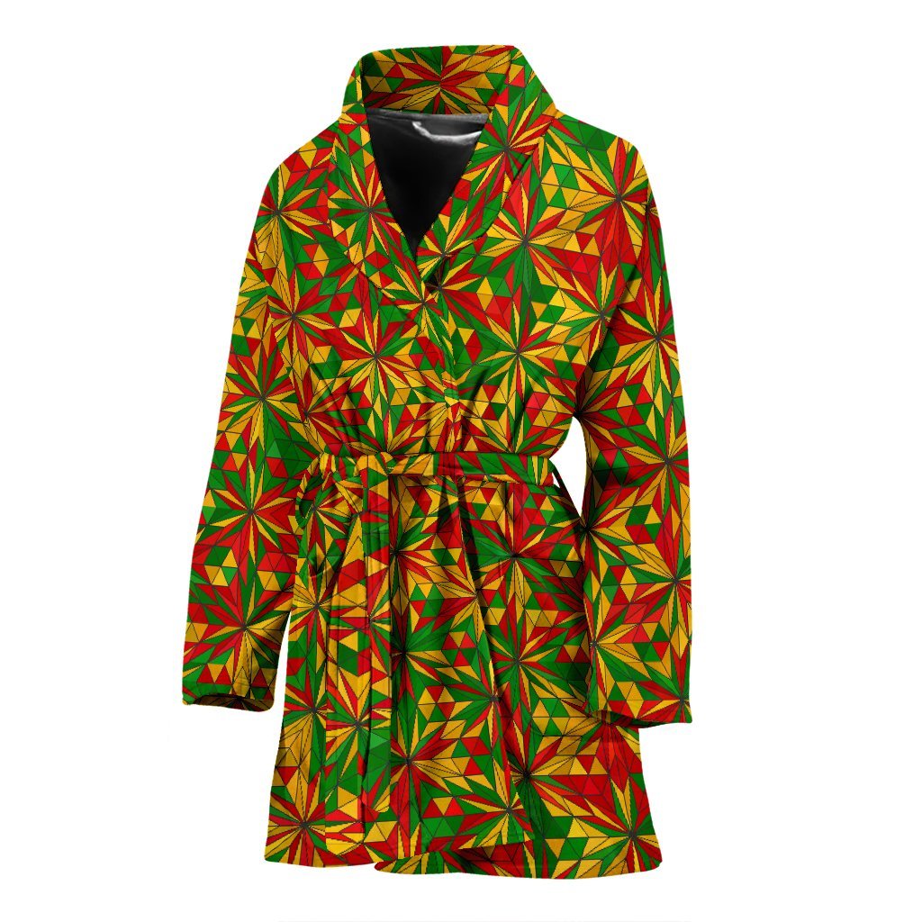 Rasta Reggae Pattern Print Women Long Robe-grizzshop
