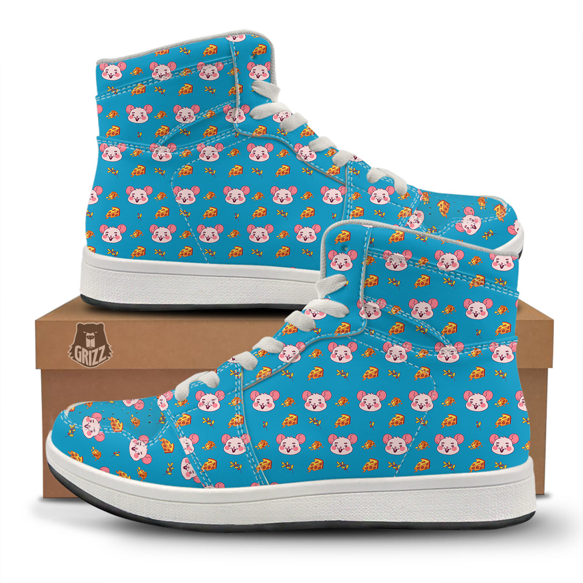 Rat Cute Print Pattern High Top Sneakers-grizzshop