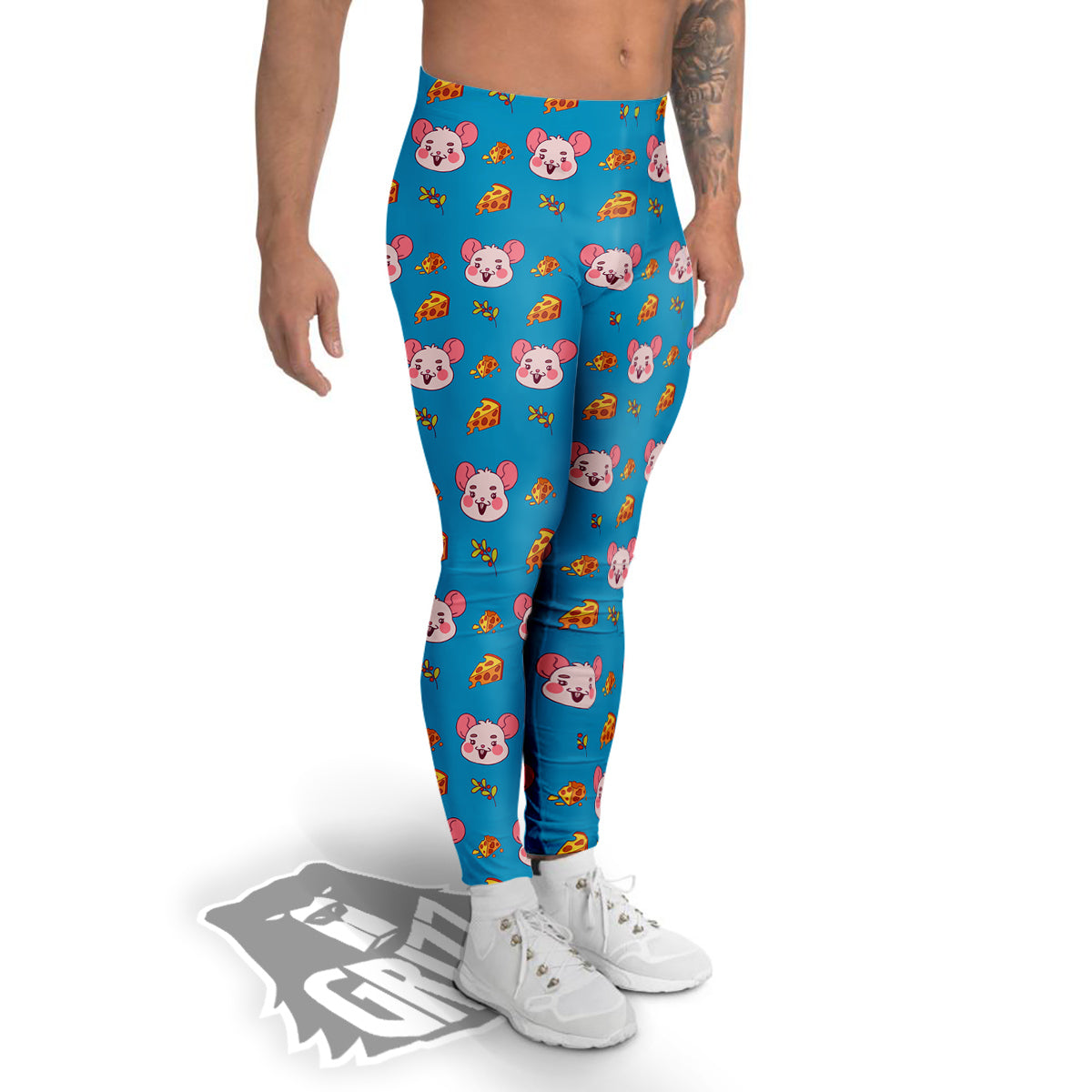 Rat Cute Print Pattern Men's Leggings-grizzshop