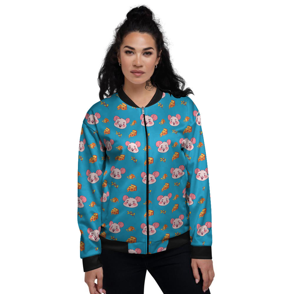 Rat Cute Print Pattern Women's Bomber Jacket-grizzshop
