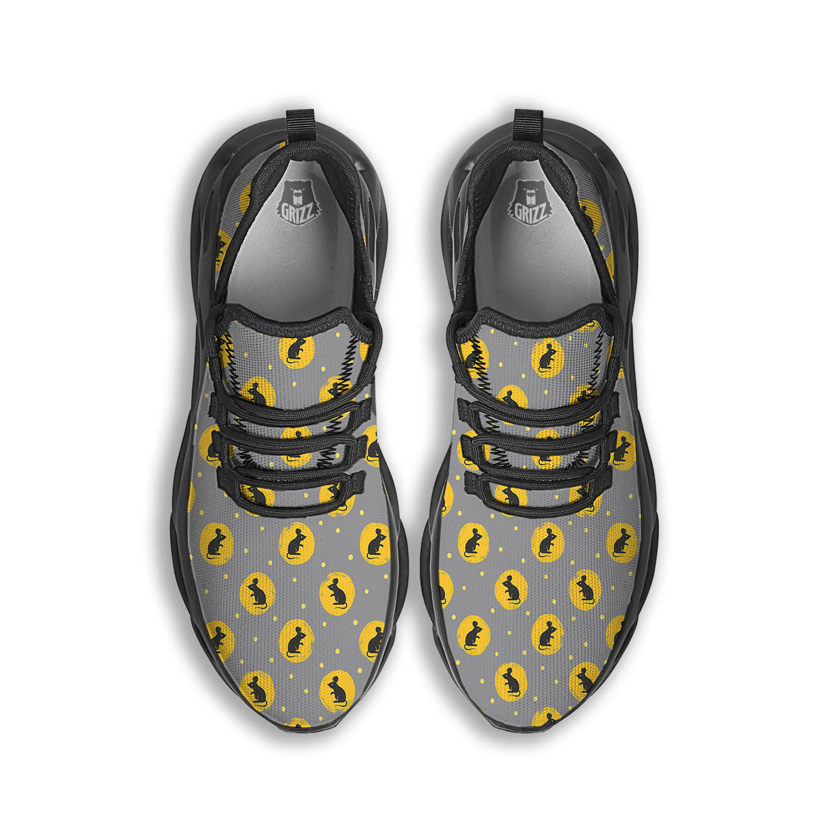 Rat Print Pattern Black Running Shoes-grizzshop