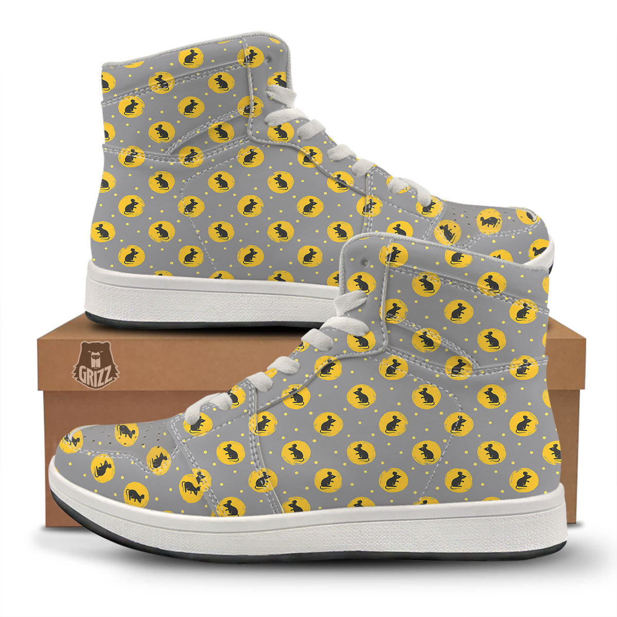 Rat Print Pattern High Top Sneakers-grizzshop