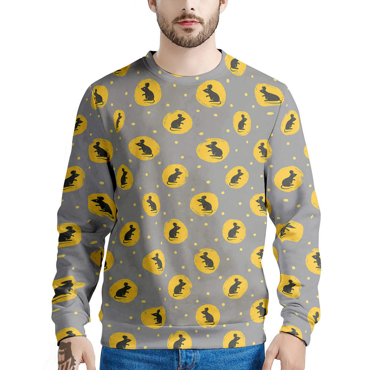 Rat Print Pattern Men's Sweatshirt-grizzshop