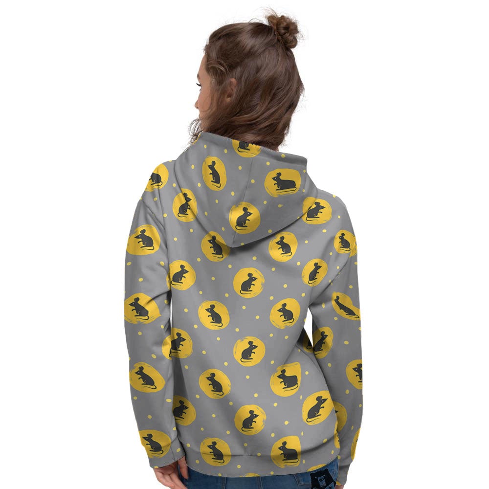 Rat Print Pattern Women's Hoodie-grizzshop
