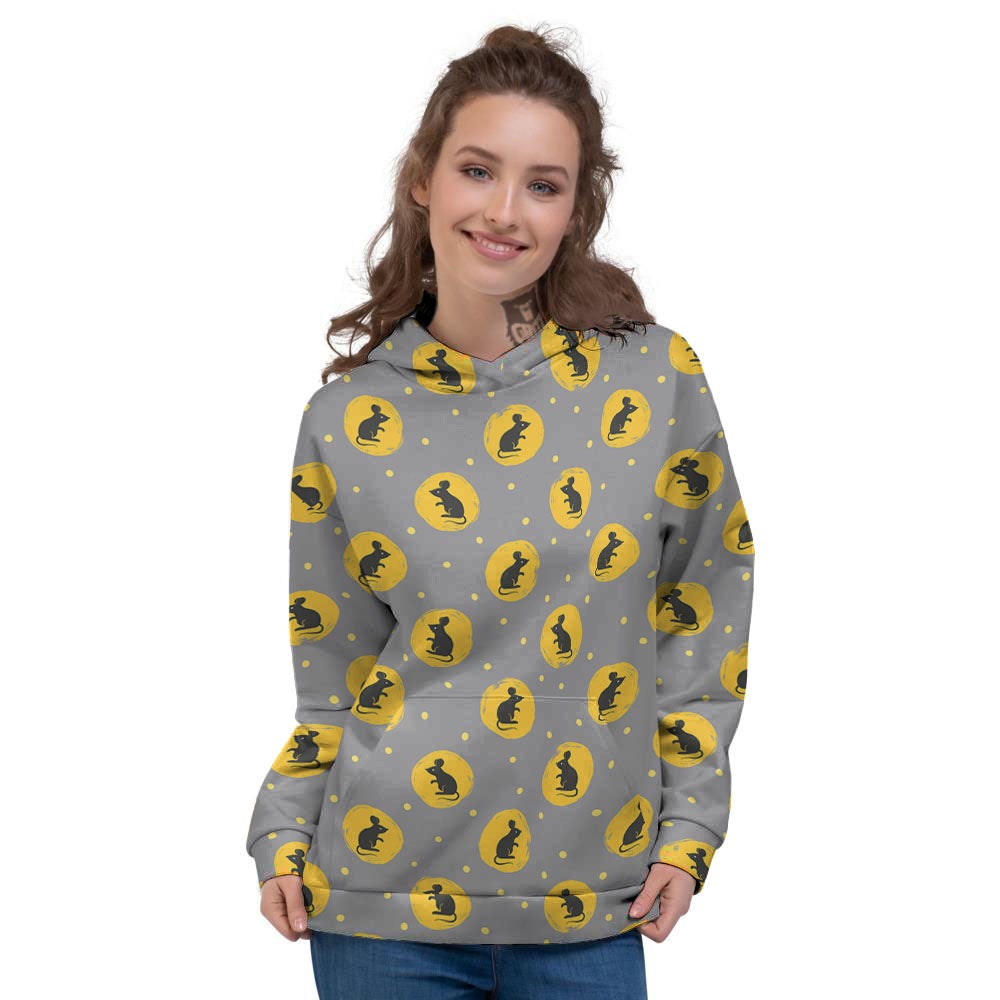 Rat Print Pattern Women's Hoodie-grizzshop
