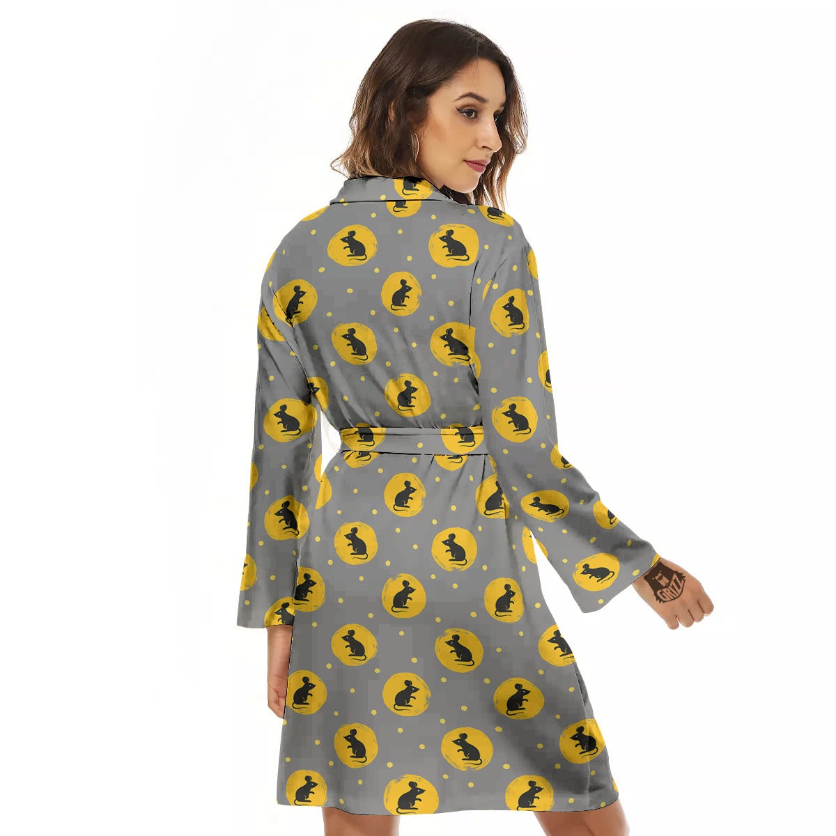 Rat Print Pattern Women's Robe-grizzshop