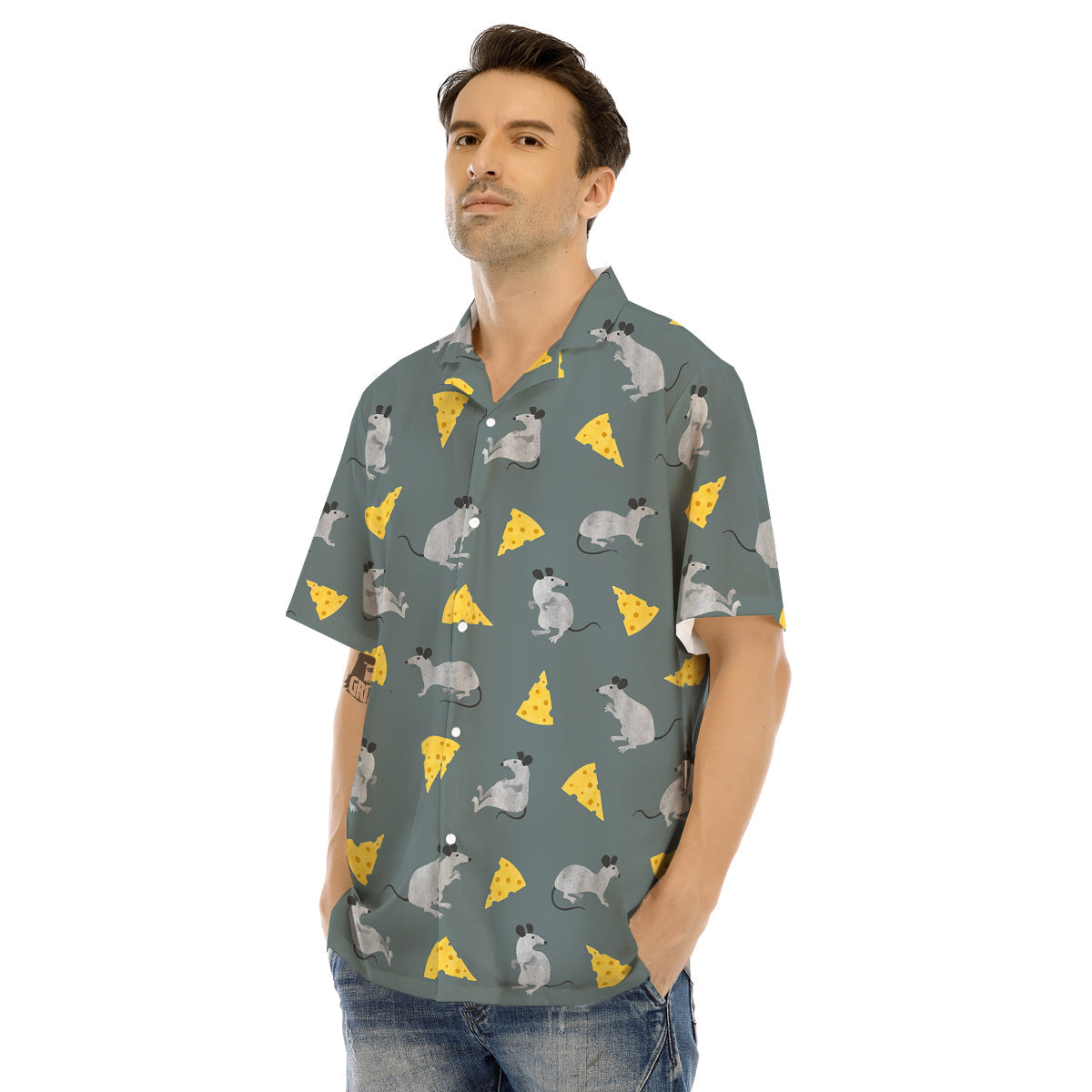 Rat Watercolor Print Pattern Men's Hawaiian Shirt-grizzshop