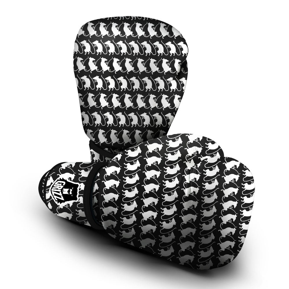 Rat White And Black Print Pattern Boxing Gloves-grizzshop