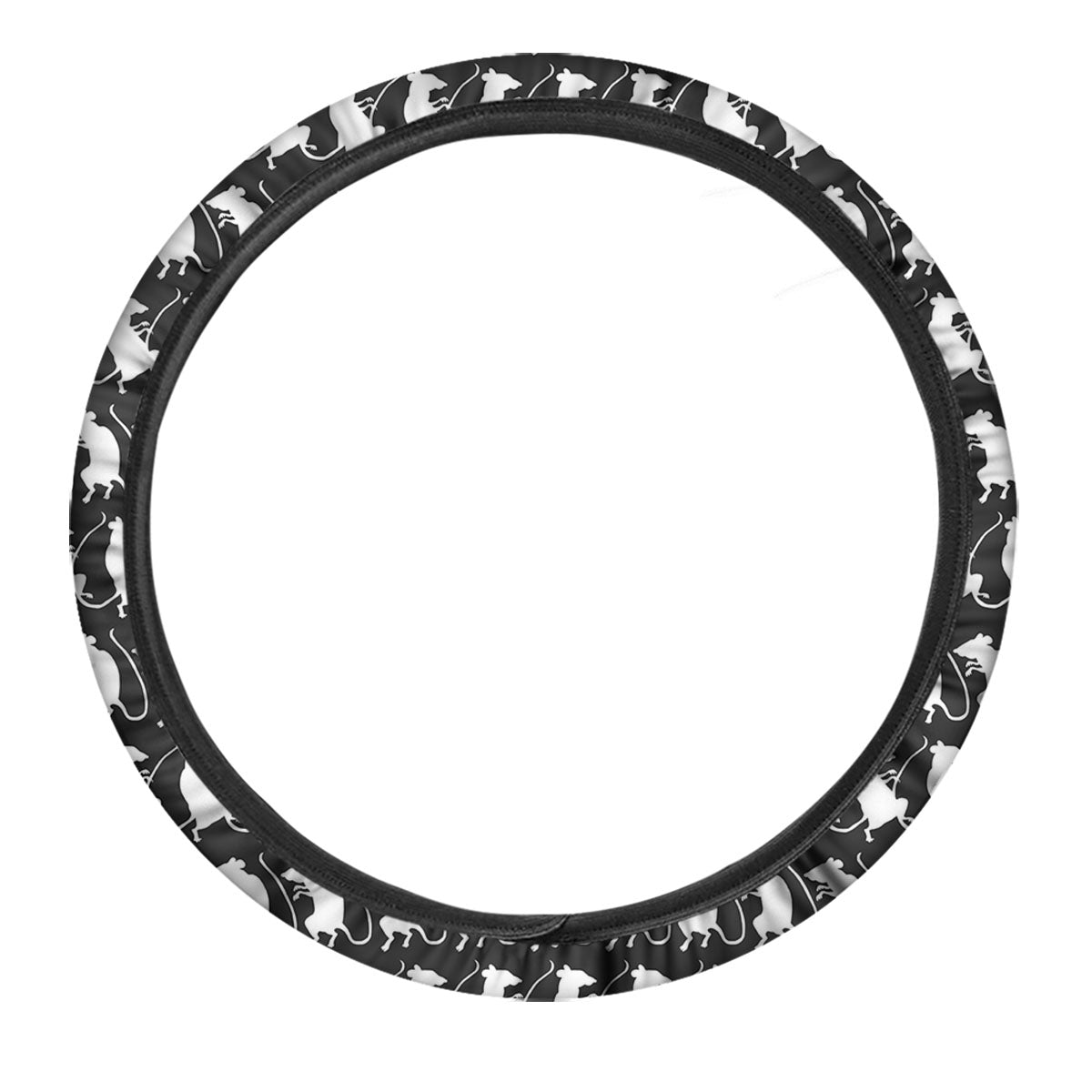 Rat White And Black Print Pattern Car Steering Wheel Cover-grizzshop