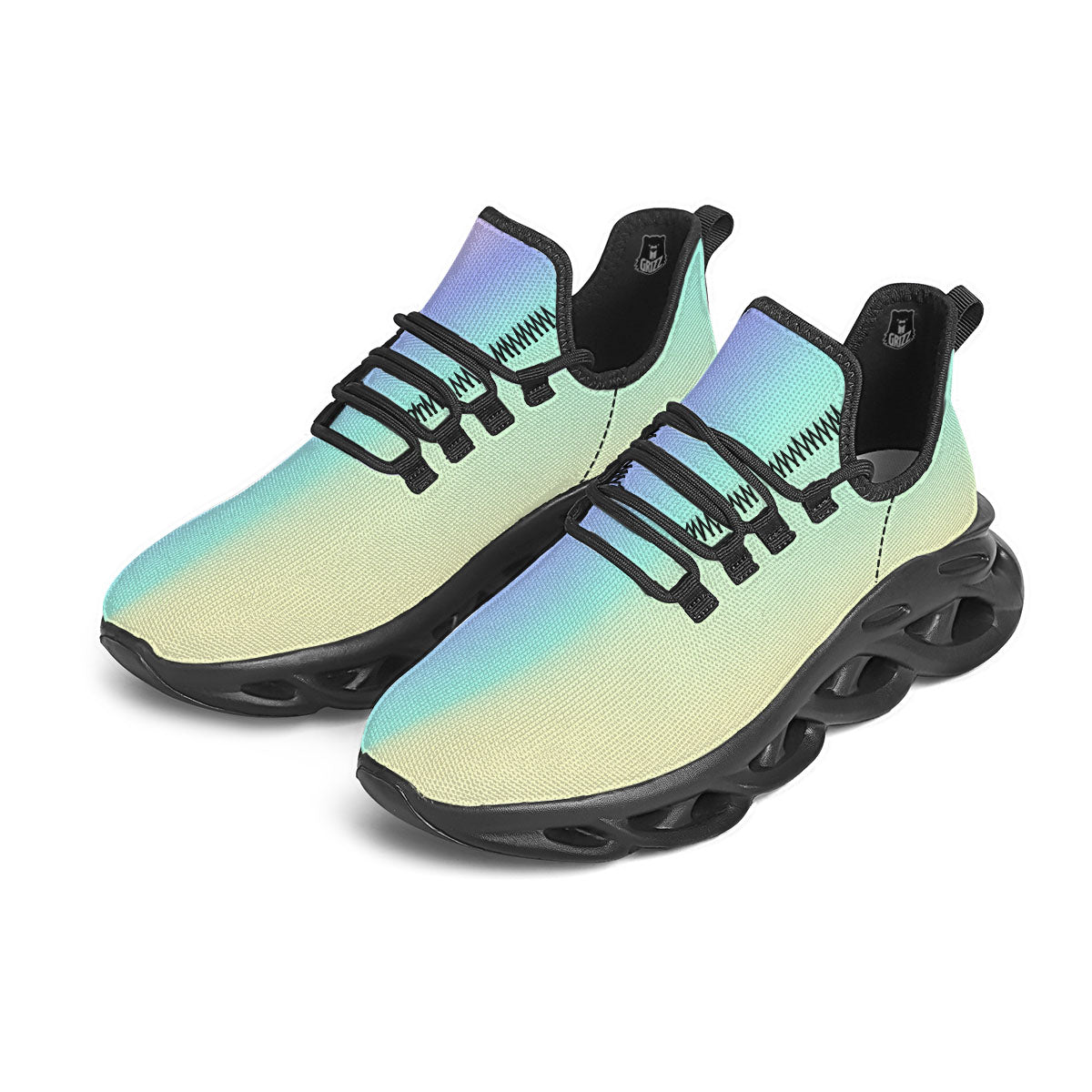 Rave Pastel Print Pattern Black Running Shoes-grizzshop