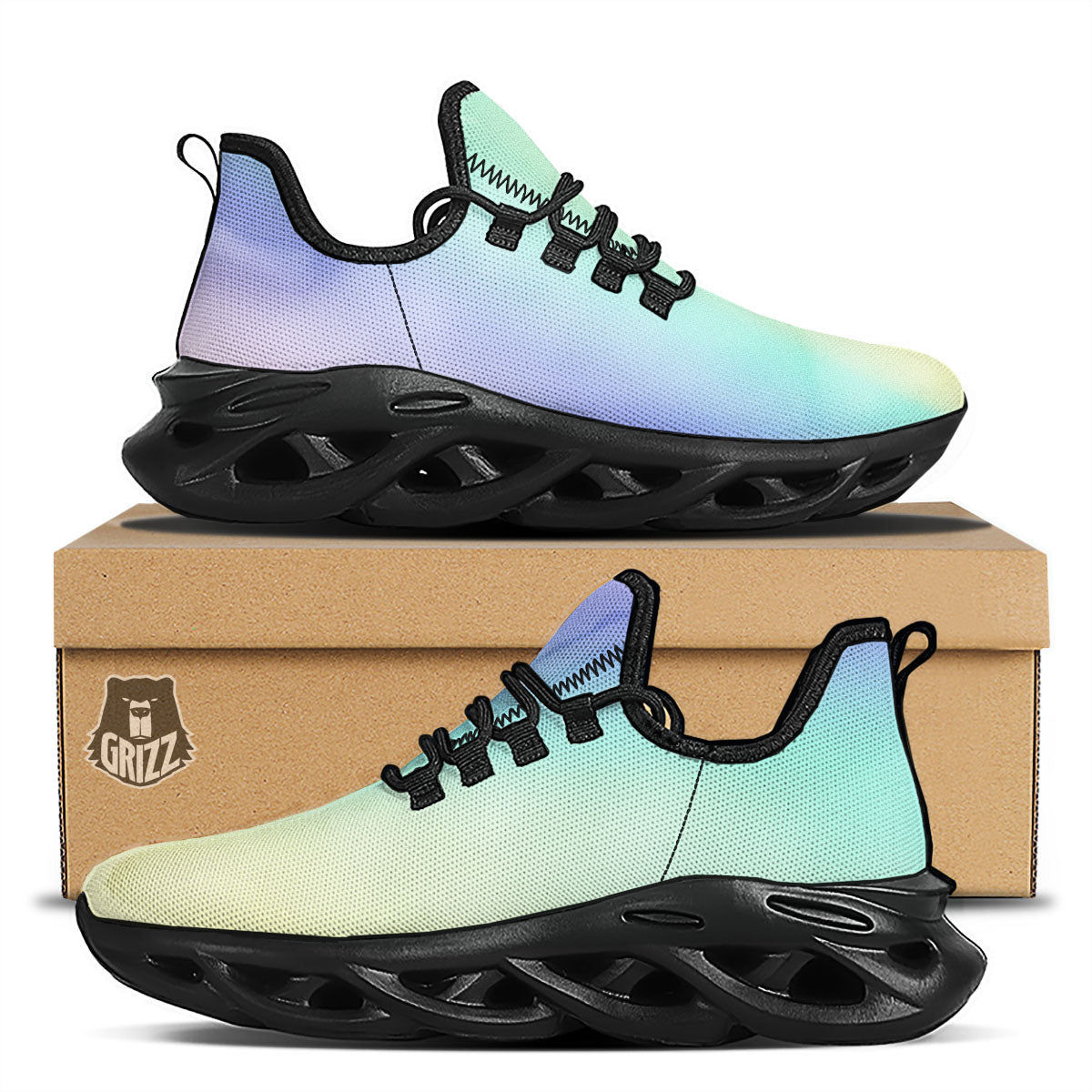 Rave Pastel Print Pattern Black Running Shoes-grizzshop