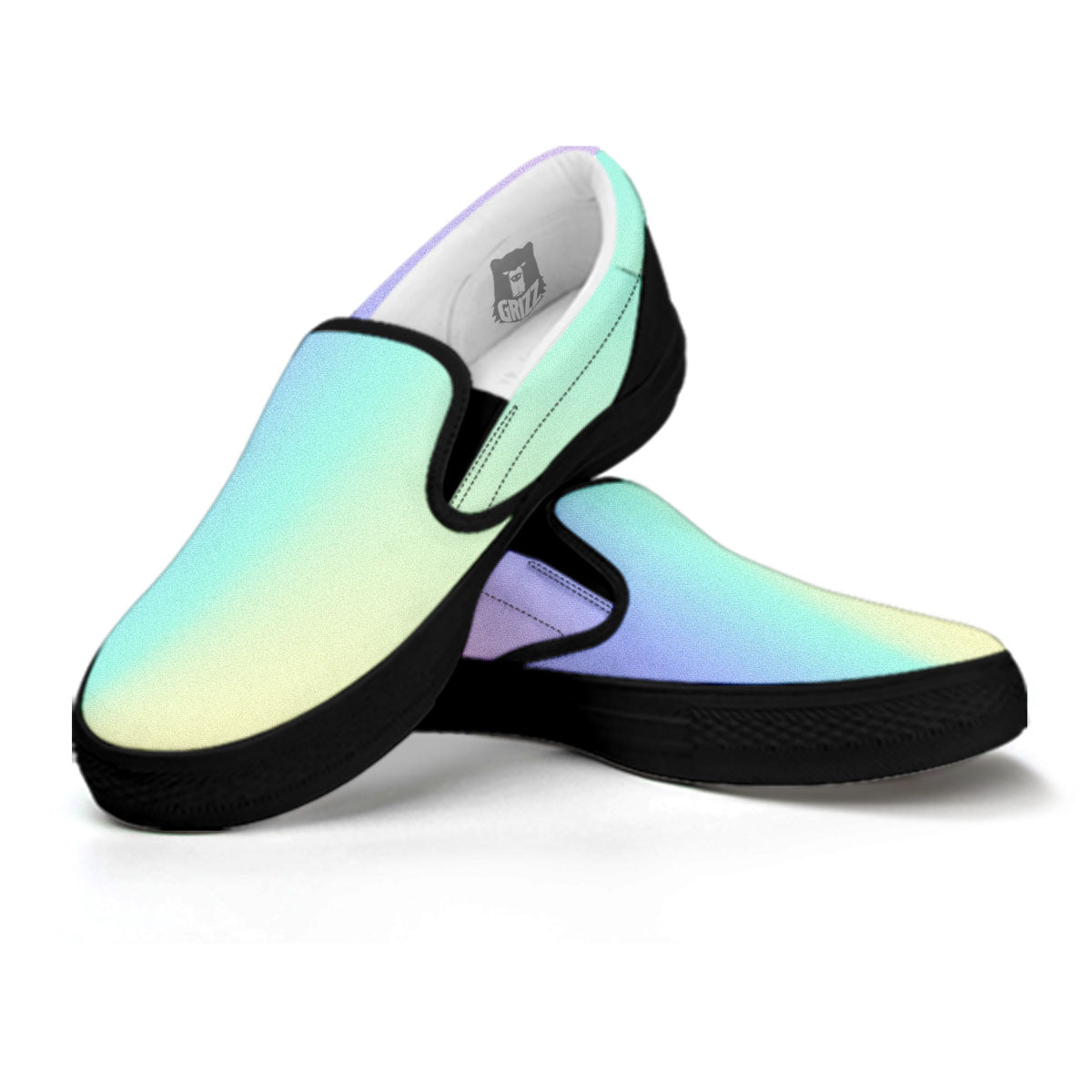 Rave Pastel Print Pattern Black Slip On Shoes-grizzshop