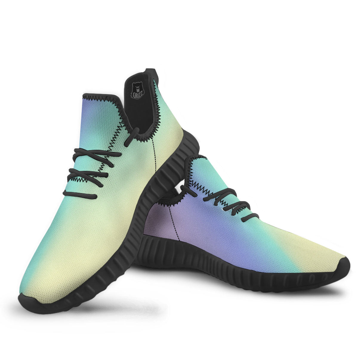 Rave Pastel Print Pattern Black Walking Shoes-grizzshop
