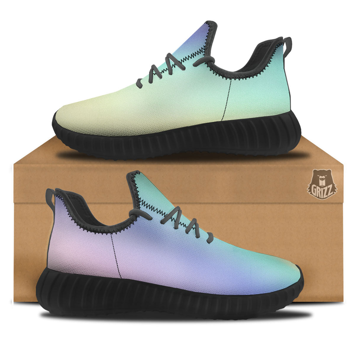 Rave Pastel Print Pattern Black Walking Shoes-grizzshop