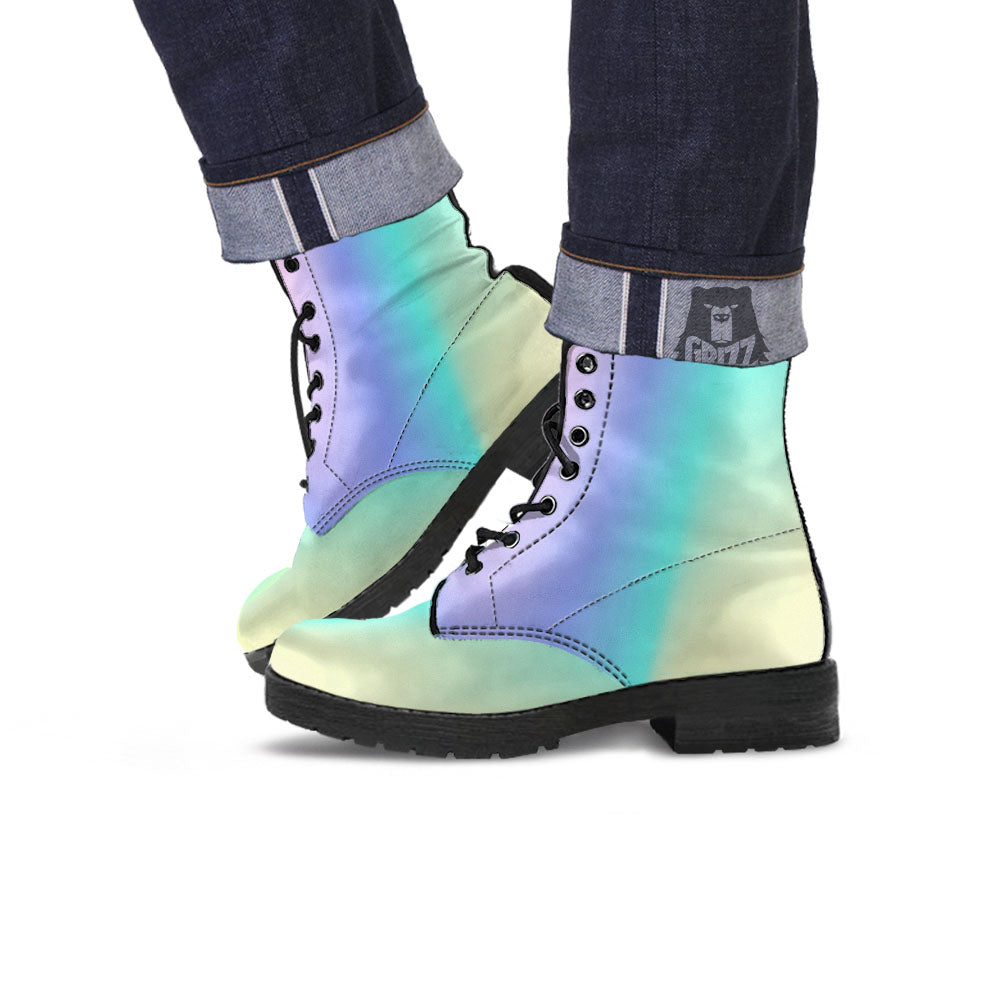 Rave Pastel Print Pattern Leather Boots-grizzshop