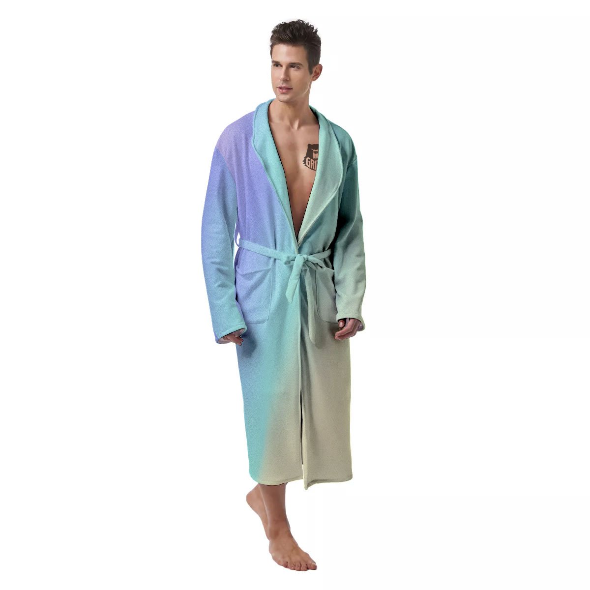 Rave Pastel Print Pattern Men's Robe-grizzshop