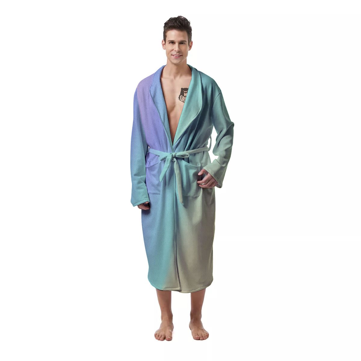 Rave Pastel Print Pattern Men's Robe-grizzshop