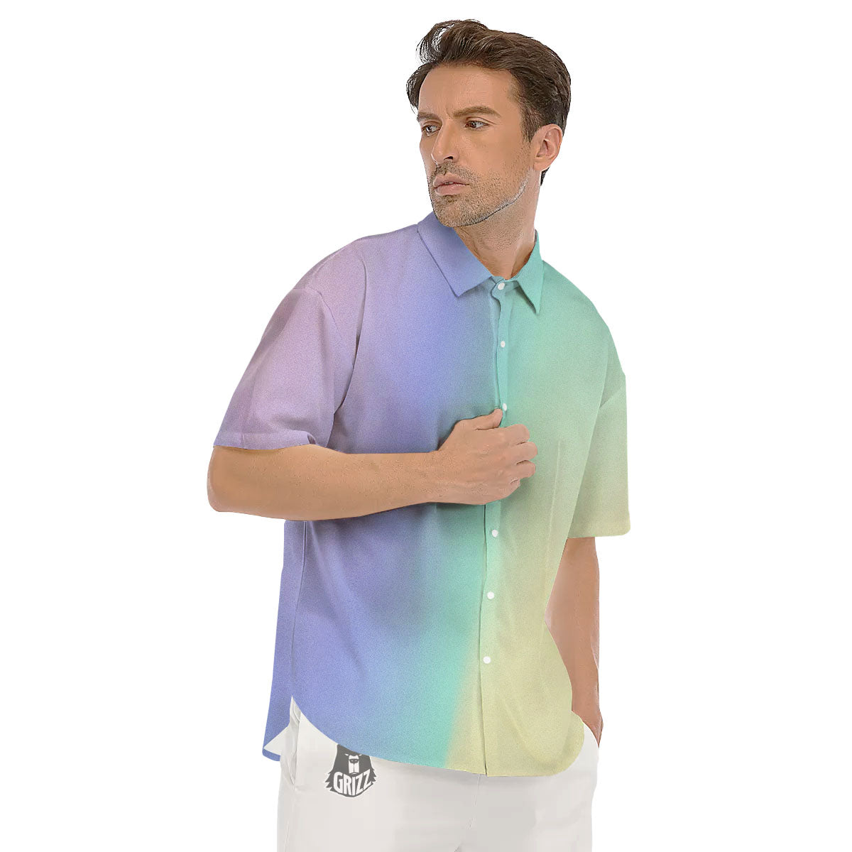 Rave Pastel Print Pattern Men's Short Sleeve Shirts-grizzshop