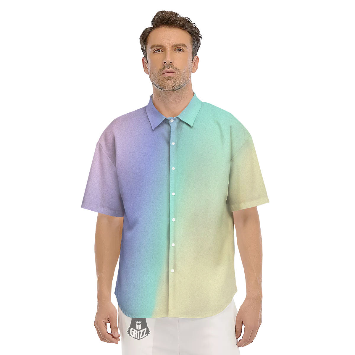 Rave Pastel Print Pattern Men's Short Sleeve Shirts-grizzshop