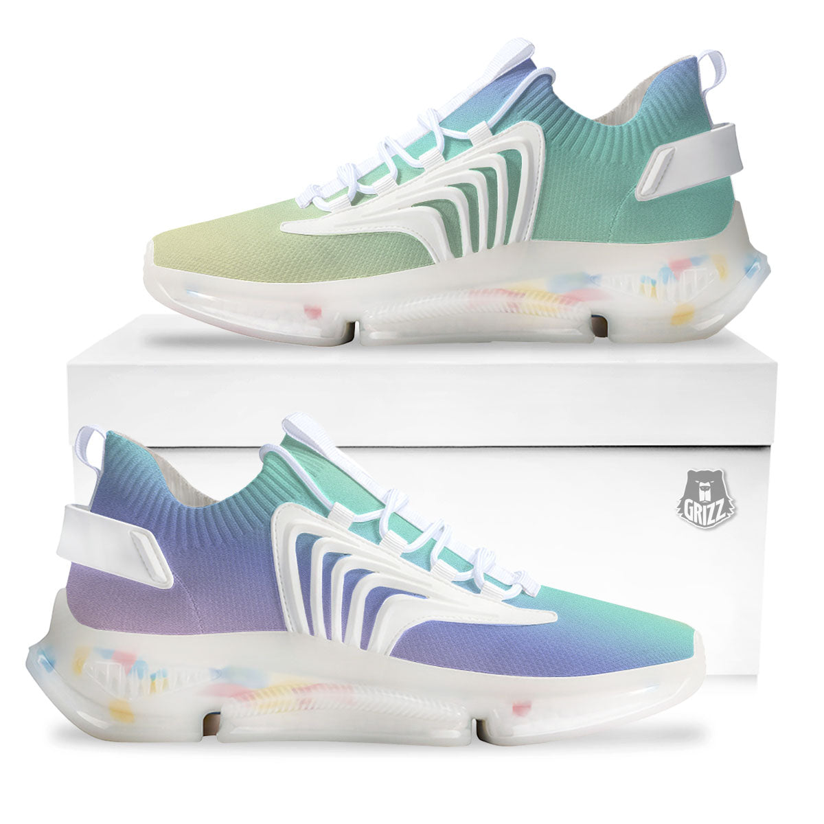 Rave Pastel Print Pattern White Gym Shoes-grizzshop