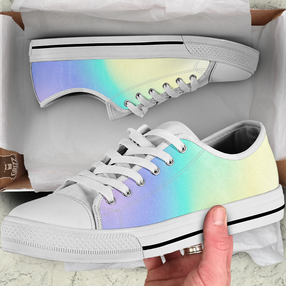 Rave Pastel Print Pattern White Low Top Shoes-grizzshop