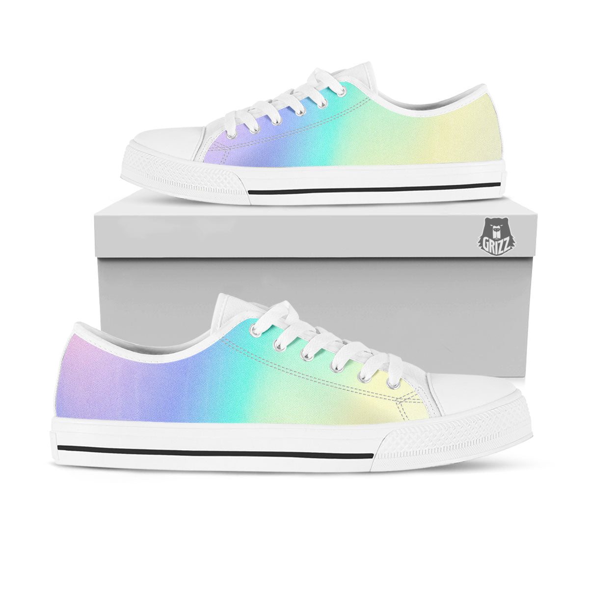 Rave Pastel Print Pattern White Low Top Shoes-grizzshop