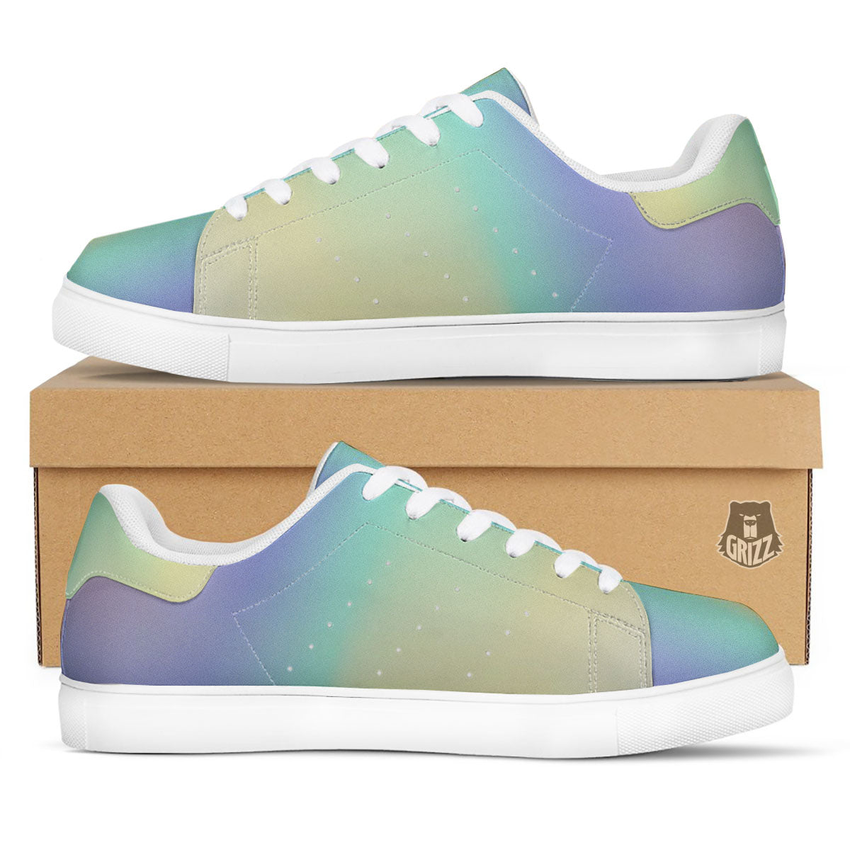 Rave Pastel Print Pattern White Low Top Sneakers-grizzshop