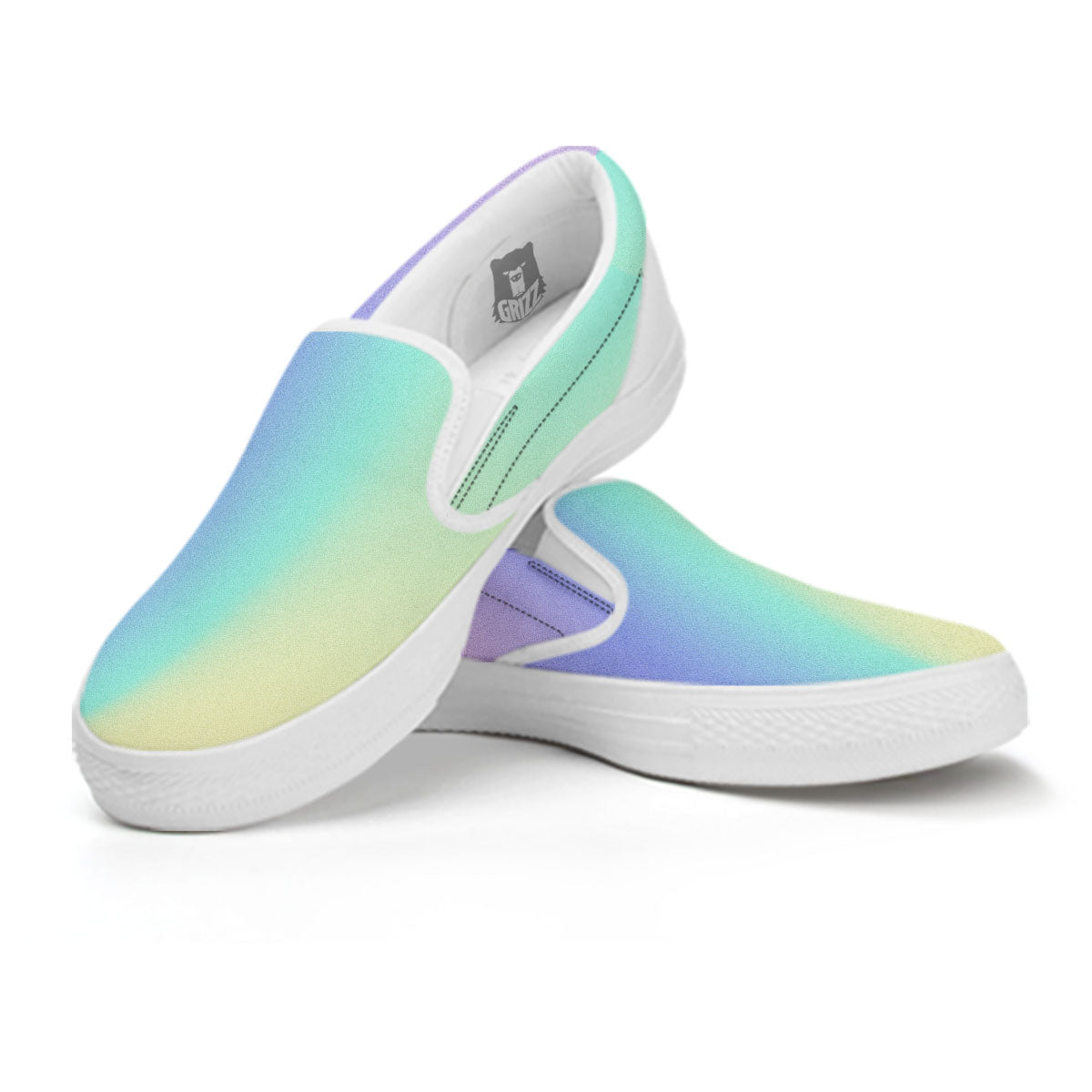 Rave Pastel Print Pattern White Slip On Shoes-grizzshop