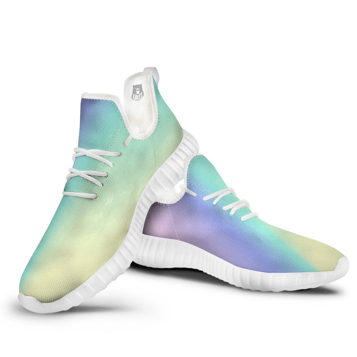 Rave Pastel Print Pattern White Walking Shoes-grizzshop